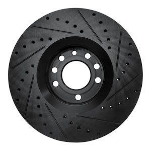 Cadillac BLS Brake Rotor (1) - Front Left - R1 Concepts - Drilled & Slotted - Black - `03-`11